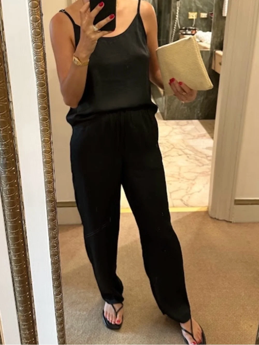 American Vintage Black Silk Pants Set
